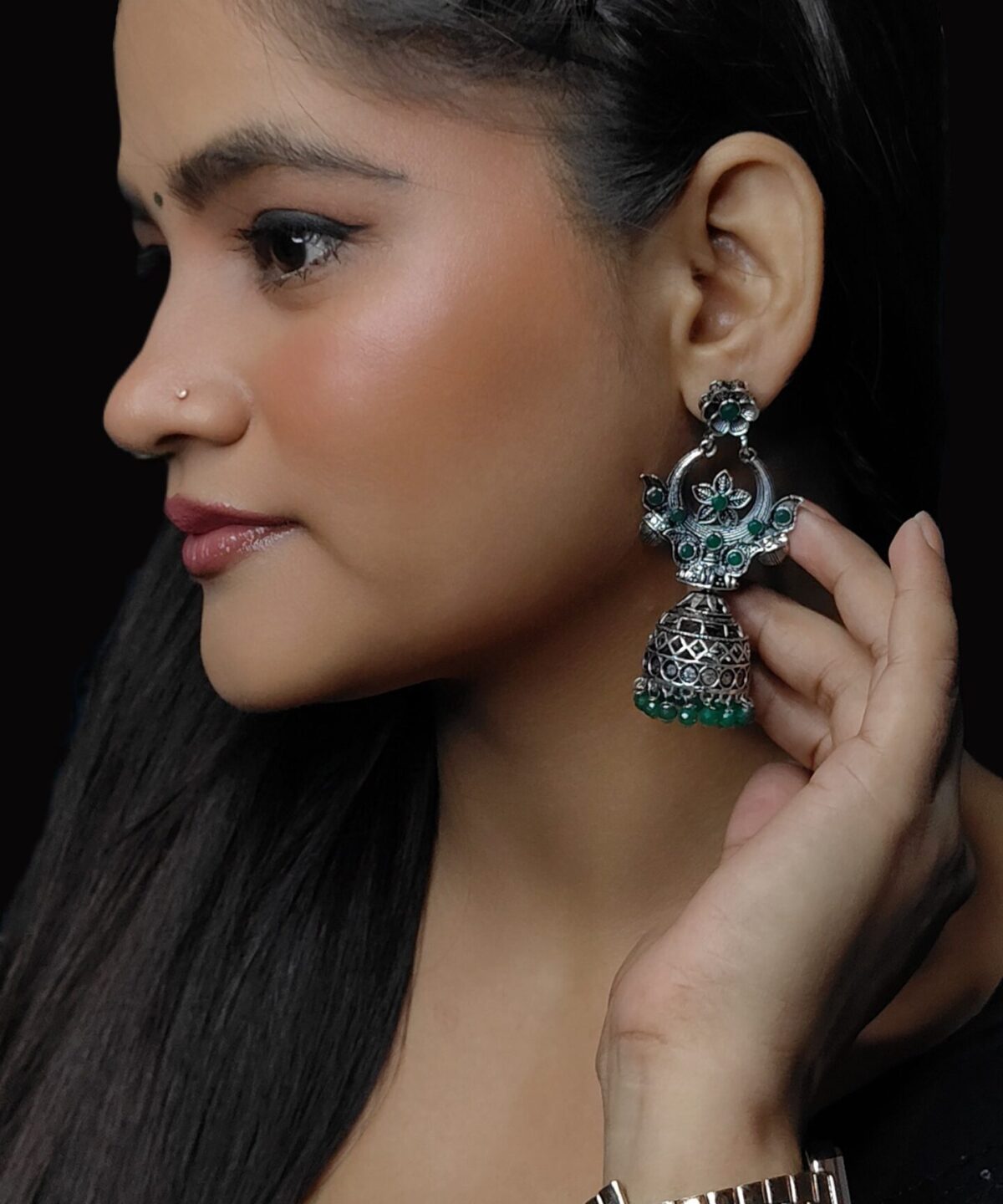 Green Light Weight Jhumkas