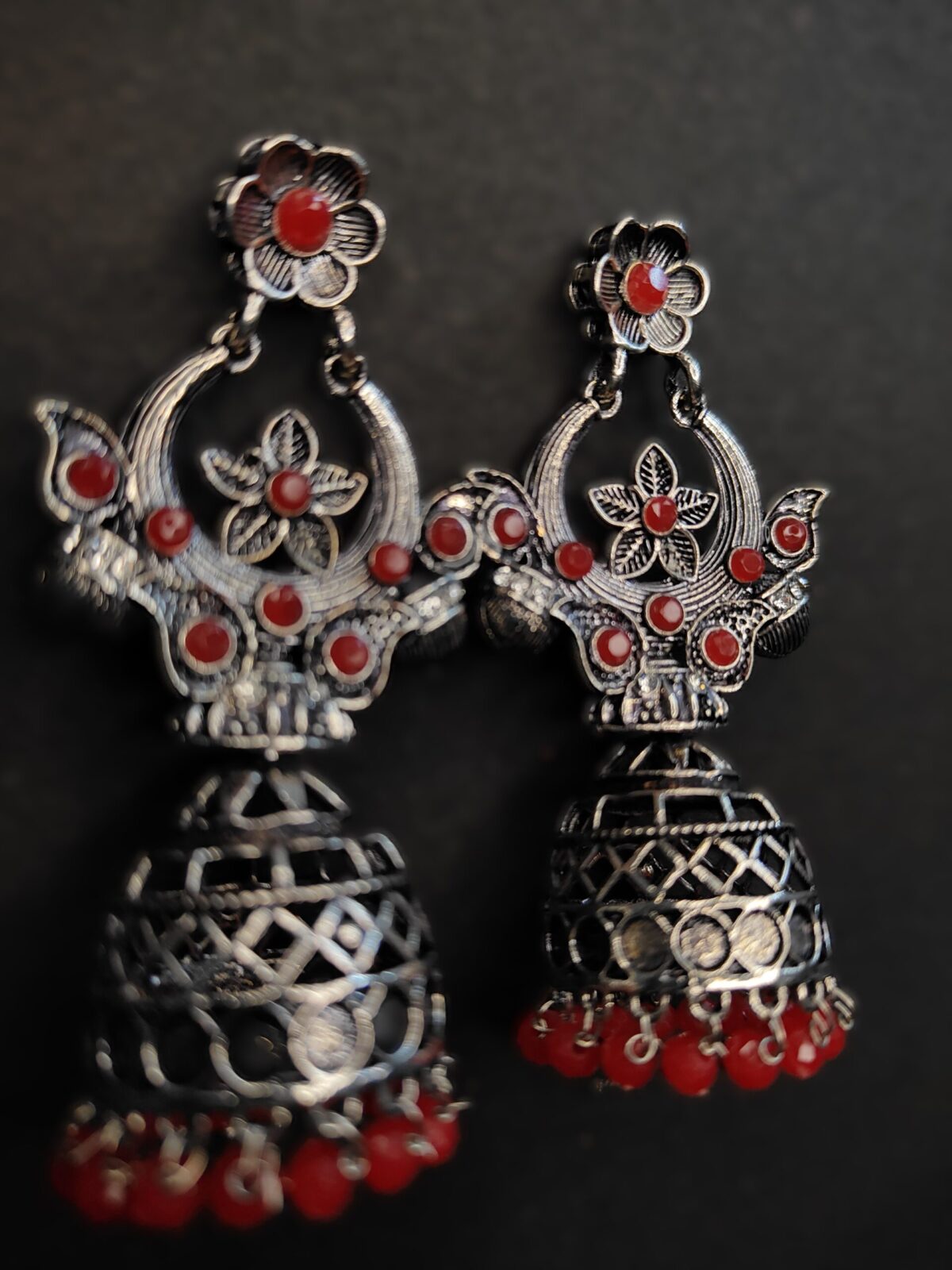 Red Light Weight Jhumkas - Image 3