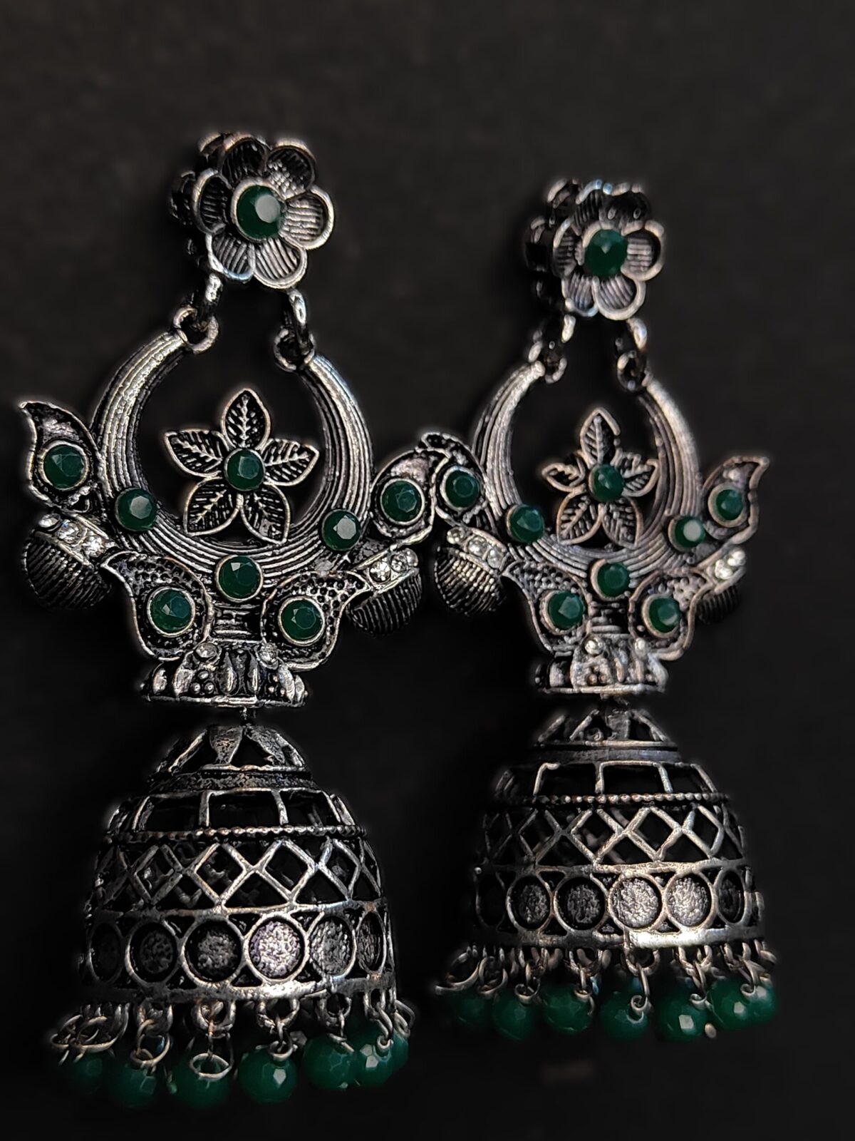 Green Light Weight Jhumkas - Image 5