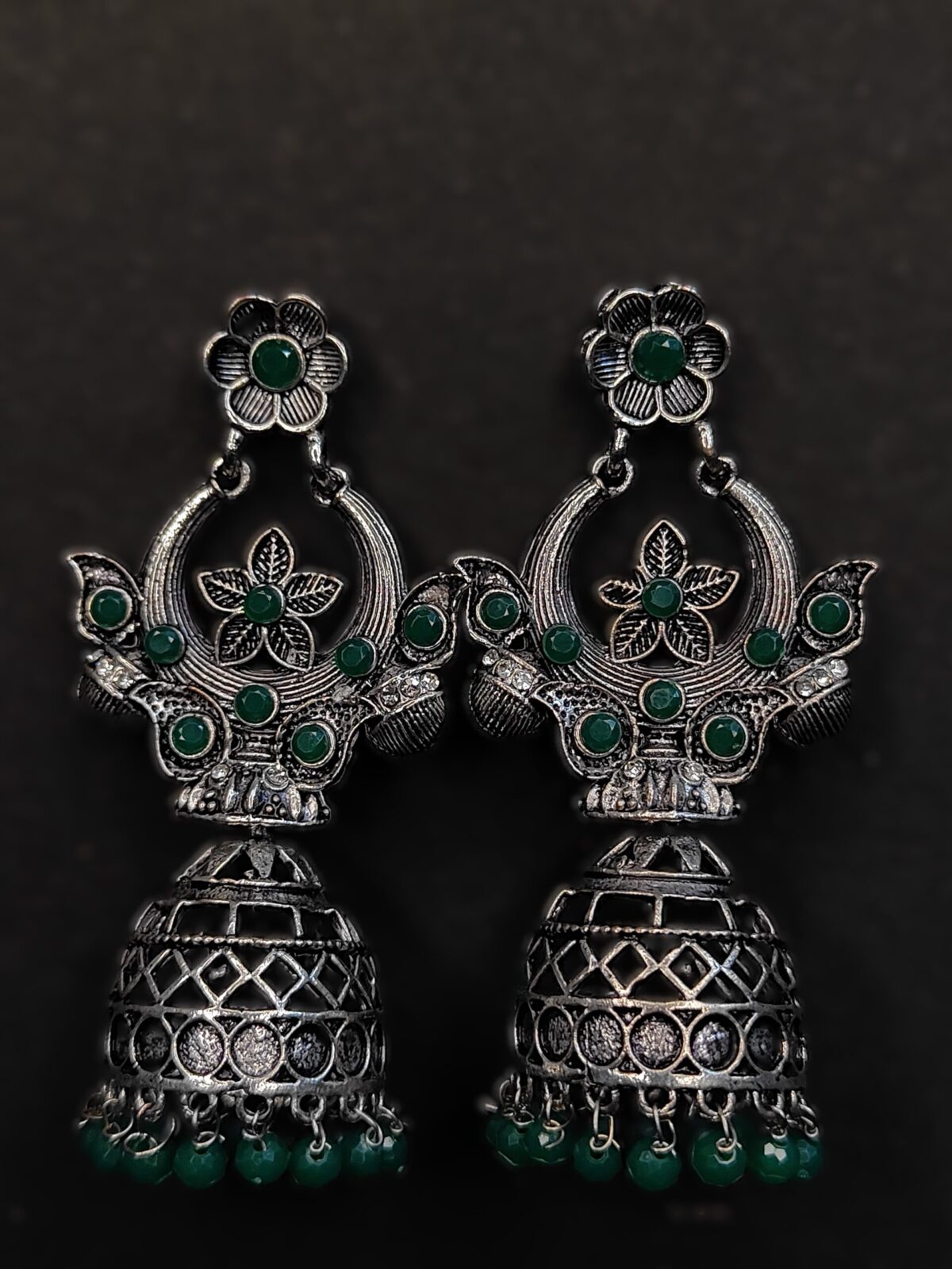 Green Light Weight Jhumkas - Image 6