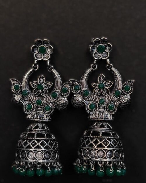 Ekaashi Emerald Petal Jhumkas