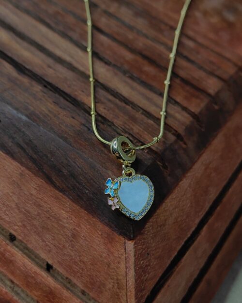 Ekaashi Heart & Butterfly Pendant Necklace